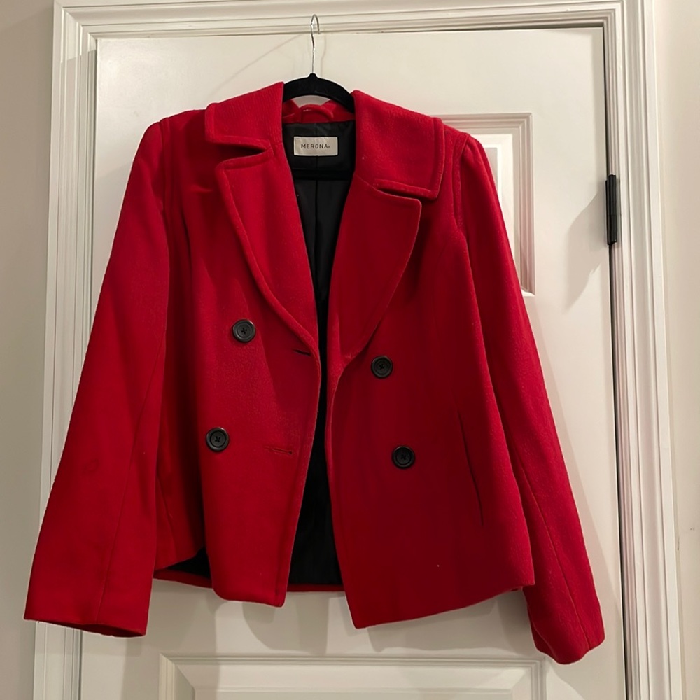 Merona Red Pea Coat, XL